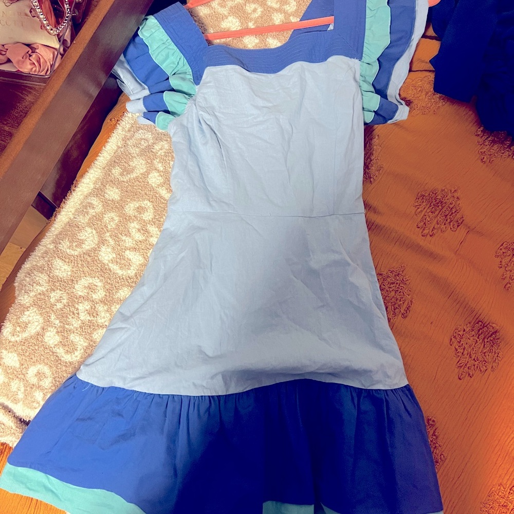 Strut and Bolt Blue Puff Sleeve Dress
